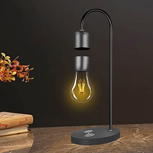 Floatidea Lampe de Bureau Magnétique à Lévitation Ampoule LED Cadeaux Uniques Lumière de Nuit Décoration de à la Maison Jouets de Bureau Avec Socle de Recharge Sans Fil (Apple/Android)