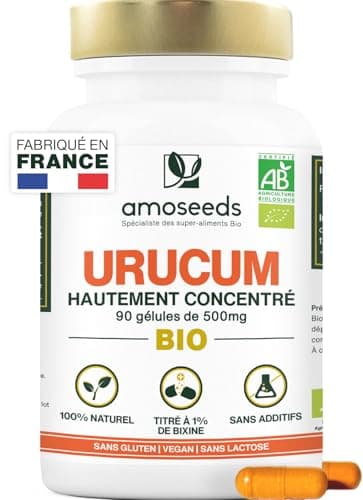 Urucum BIO | Soleil, Bronzage | Haute Concentration, 1% bixine | 100% Naturel et Vegan | 90 gélules | Fabriqué en France | Qualité Supérieure