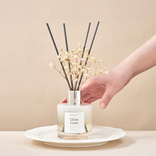 Airkeep Diffuseur de Parfum Clean Linen, Diffuseur Parfum Maison avec 8 Bâtonnets Diffuseur Parfum, Decoration pour Chambre, Salon, Salle de Bain, Bureau, 100ml