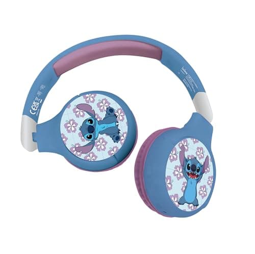 Lexibook - Disney Stitch - Casque Audio 2-en-1 Bluetooth & Filaire avec Micro et Bouton de contrôle, Pliable et Ajustable, Batterie Rechargeable Longue durée - HPBT010D