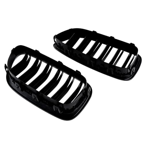 Hengjiayao F25 F26 Calandre pour BMW X3 X4 F25 F26 2014-2018 ABS Grille Noir Brillant Double Pont Sport Lattes (For F25 2014-2018)