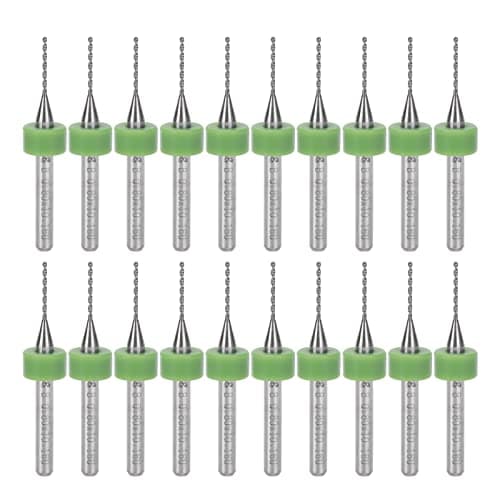 Micro Foret Spiral, 20 Pièces 0.8mm Alliage d'Acier au Tungstène Circuit Imprimé Micro Twists Ensemble d'Outils de Poinçonnage Vertical