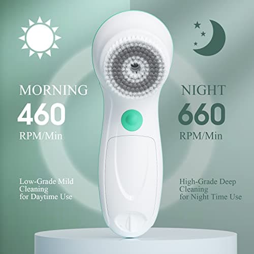 Brosse Nettoyante Visage Electrique, TOUCHBeauty Appareil de Nettoyage Visage avec 3 Têtes et 2 Réglages de Vitesse,Nettoyage en Profondeur/Exfoliation/Massage AG-0759D(Blanc)