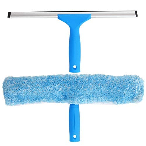 MR.SIGA Raclette à Vitre Professionnelle avec Brosse Microfibre, Largeur 35 cm, Raclette Vitre pour Douche, Salle de Bain, Voiture, Fenêtre