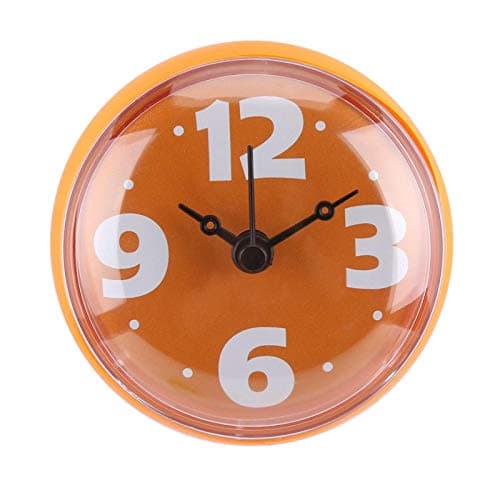 03 Horloges de Salle de Bain Horloge de Salle de Bain Murale, Horloge étanche extérieure Horloge étanche Horloge de Douche, pour Cuisine pour Salle de Bain(Orange)