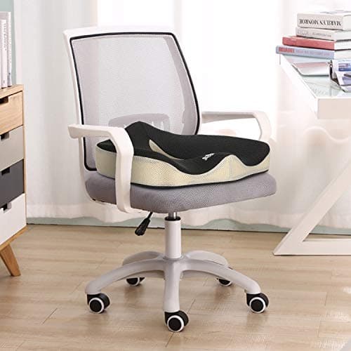 Feagar Coussin Coccyx en Gel Coussin Chaise en Mousse à Mémoire, Coussin Siège Auto Coussin Voiture Conducteur Orthopédique Chaise Bureau Fauteuil (Noir et Blanc)