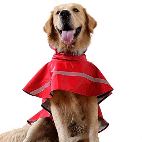 Tineer Réglable Étanche Pet Chien À Capuche Imperméable Chien Réfléchissant Manteau De Pluie Veste Chien Vêtements De Pluie Vêtements De Vêtement pour Petit Moyen Gros Chiens (S/M, Rouge)