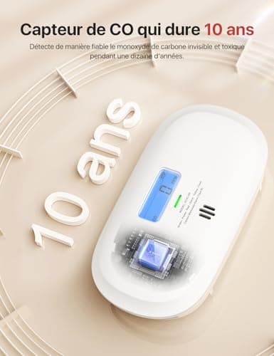 X-Sense Détecteur de Monoxyde de Carbone, Détecteur de CO à Pile Remplaçable avec Affichage Numérique, Alarme de Monoxyde de Carbone Portable avec Mémoire de Valeur de Crête de CO, XC0C-SR