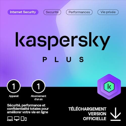 Kaspersky Plus Internet Security 2024 | 1 appareil | 1 an | Anti-Phishing et Pare-feu | VPN illimité | Gestionnaire de mots de passe | Protection bancaire| PC/Mac/Mobile | Code d'activation par email