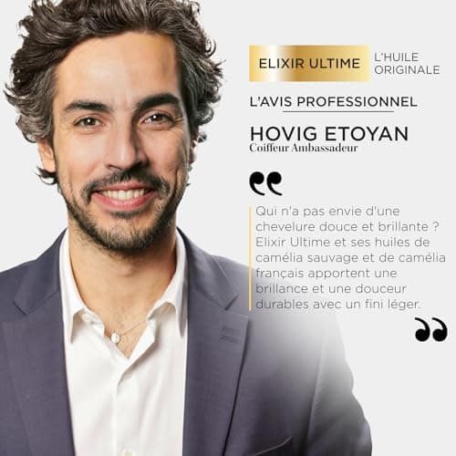 KÉRASTASE Elixir Ultime - L'Huile Originale - Huile Capillaire Nourrissante Multi-Usage - Soin Thermo-Protecteur Sans Rinçage - Huiles de Camélia, Marula & Argan - Tous Types de Cheveux - 30ml
