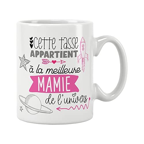 ÉNJA Création. Mug grand-mère Mamie/Tasse – La meilleure de l'univers Future mamie/grand-mère - Cadeau anniversaire Cadeau original Céramique haute qualité 11oz 320ML (MAMIE)