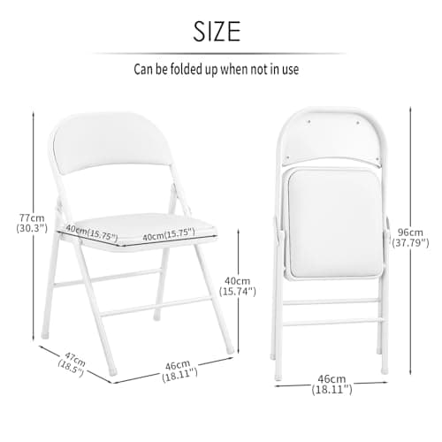 KAIHAOWIN Lot de 2 Chaise Pliantes Rembourrées, Chaises Pliantes avec Dossier et Sièges Rembourrés pour Les Réunions de Restauration événements de Mariage, Blanc