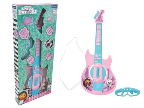 Lexibook, Gabby et la Maison Magique, Guitare électronique avec Micro et Lunettes pour Chanter avec Style, 2 Modes de Jeu, Mélodies de démonstration, Effets Lumineux, Rose/Bleu, K260GDH