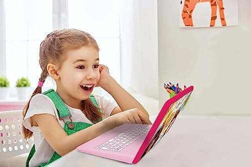 Lexibook Barbie, ordinateur éducatif bilingue français/anglais, jouet pour enfants avec 124 activités pour apprendre, s'amuser et jouer du piano, rose, couleur, JC598bbi1
