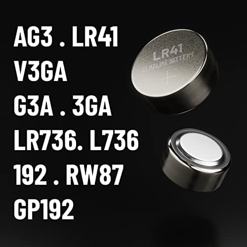 ABSINA 10x Pile LR41 AG3-1,5V Alcaline étanche avec Longue durée - LR736 / L736 / G3 / G3A / 3GA / 192 / GP192 / V3GA / RW87 - Piles LR41, LR41 Pile Bouton, Pile LR41 pour thermometre, Pile LR 41