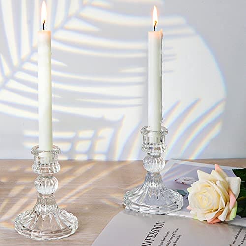 Bougeoir en Verre, bougeoirs Coniques Transparents, bougeoir en Verre Cristal pour Mariage, Maison, décoration de fête (Bande, 6 pièces)