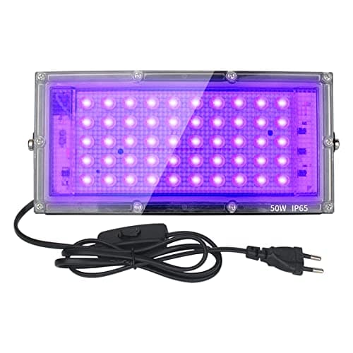 Eleganted 50W Lumière Noire, Lumière Noire Projecteur UV LED, Imperméable IP65 UVA Blacklight, Noire Lampe Extérieur pour Scène, Fête, Étape, Halloween, Jardin