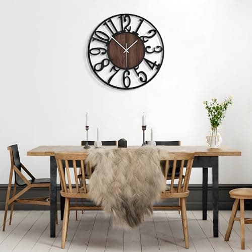 Mee 2ou Horloge Murale Design Moderne et Vintage, 60cm/ 24 Pouces Silencieuse sans Tic-Tac, Grande Horloge Murale Géante XXL, Disponible en 34cm, 40cm, 50 cm, 60 cm, 80 cm pour le Salon Cuisine Bureau