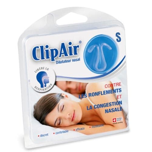 ClipAir - Dilatateur Nasal - Discret, Confortable et Réutilisable - Anti-Ronflement et Assèchement - Efficacité Prouvée, Fabriqué en Suisse - Taille S