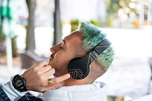 PowerLocus Casque Bluetooth sans Fil, Pliable Casque Audio Stéréo, Oreillette Bluetooth avec Micro Intégré/Micro SD/FM Radio pour Téléphones/PC/Tablettes/TV (Noir/Marron)