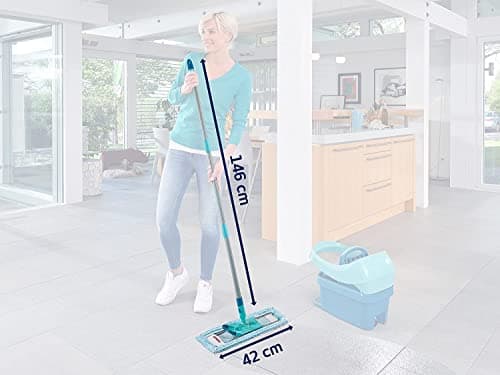 Leifheit Lave-sol Profi XL super soft manche en acier 146 cm, Balai microfibre housse super douce, Balai à plat 360°, Accessoire ménage idéal pour parquet, stratifié, pack écologique, Click-system