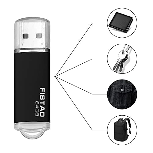 FISTAD CLé USB 64Go, Flash Drive 64Go Pen Drive USB 2.0 Memory Stick 64Go Thumb Drive pour PC, Ordinateur Portable etc (Noire)