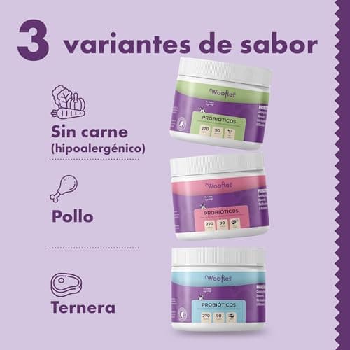 Woofies Probiotiques Friandises digestives pour Chiens - 90 pièces - Renforce la Flore intestinale et améliore Le système immunitaire - Ingrédients 100% naturels Prébiotiques (Poulet)