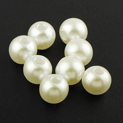 Perlin Lot de 800 perles de cire rondes en plastique acrylique pour décoration de table de mariage Blanc crème 4 mm
