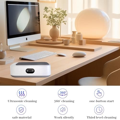 640ML Nettoyeur Ultrasons, 49000 Hz Nettoyeur Ultrasons Lunettes avec 3 Modes de Nettoyage, pour lunettes bijoux montres prothèses dentaires pièces de monnaie, prothèses dentaires