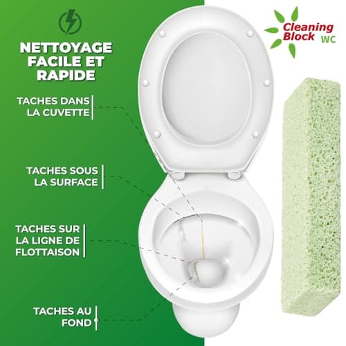 Cleaning Block WC 1008EI - Élimine efficacement les Taches de Calcaire, le Tartre et toute Saleté Incrustée sur Toilettes, Lavabos et Baignoires - 4 Barres de Nettoyage