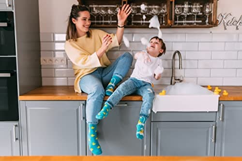 Dedoles Chaussettes Unisexe Homme Femme & Enfants beaucoup designs amusants gauche droite différent, couleur: Turquoise, motif: Canards, taille: 43-46