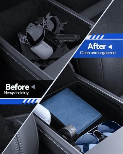 LANTU 3 Pcs Accessoires pour Tesla Model Y 2021-2024 et Model 3 2021-2023, Organisateur de Console Centrale, Boîte de Rangement pour Accoudoir et Boîte de Rangement Cachée