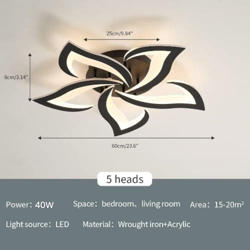 Riserva Plafonnier LED Dimmable, 40W 3000K-6500K Lampe de Plafond avec Télécommande, Créatif Pétales Design Luminaire Plafonnier Moderne pour Salon, Chambre, Salle à Manger, Φ60cm
