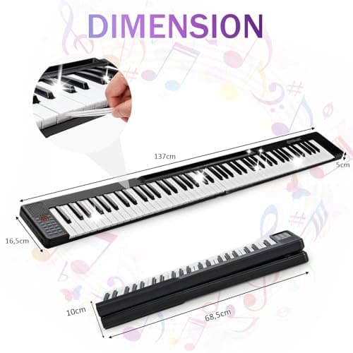 DREAMADE Piano Numérique Pliable avec 88 Touches & Pédale, Clavier de Piano Électronique Portable avec Bluetooth, MIDI OUT & Interface d'alimentation USB, pour Débutants, Enfants, Adultes