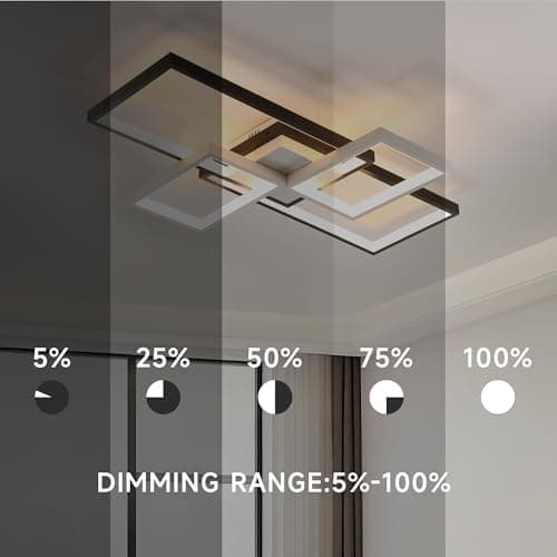 OTREN Plafonnier LED Dimmable, 65CM Luminaire Plafonnier avec Télécommande, 52W Moderne Lampe de Plafond pour Salon, Chambre, Cuisine, Salle à manger, 65x42x8cm