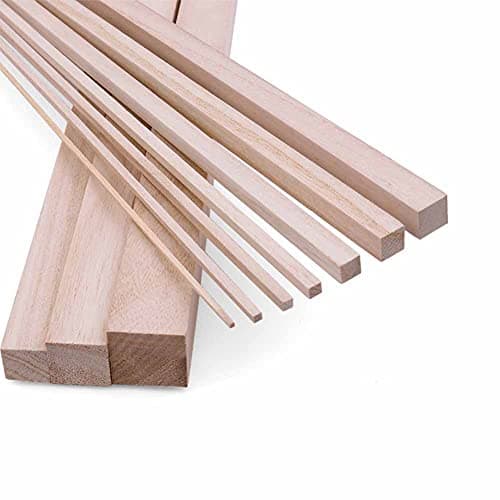 GOONSDS bâtons de Bois tiges de Goujon en Bois - Longueur 50 cm Bâtons de Bois Dur Non Finis pour l'artisanat et Le Bricolage,Width 6mm
