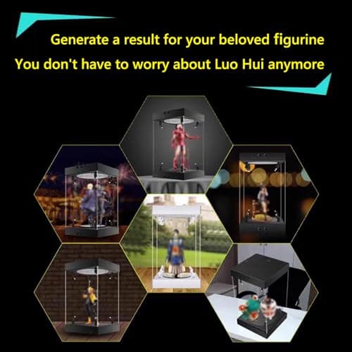 Dtyubfg Vitrine Acrylique avec Base Noire, - avec Plateau Tournant Lumières LED - Assembler la boîte à poussière de la boîte Acrylique de comptoir pour l'action Figurines Jouets, Collectibles -30 cm