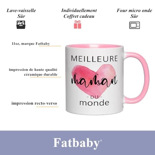Fatbaby Idee Cadeau Noel Original Céramique Mug Cadeau Anniversaire Femme Personnalisé Meilleure Maman du Monde Tasse Femme Noel