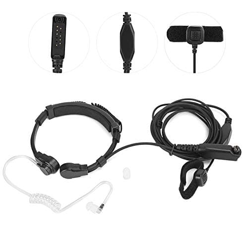 Annadue Casque Micro de Gorge Tactique Écouteur Micro de Gorge évolutif Vibration Casque Talkie-walkie Écouteur de Moniteur Radio Écouteur PTT Tactique Doigt PTT Enveloppé