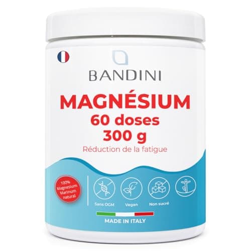 Bandini® MAGNÉSIUM en Poudre 300g | Source de Citrate de Magnesium | Réduction du Stress, Fatigue et Anxiété | Favorise la digestion, soutient os, muscles et memoire | Mag Pure 100% Vegan Sans OGM