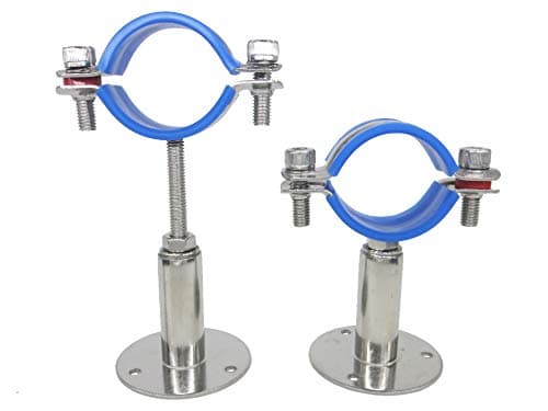 Lot de 2 supports muraux en acier inoxydable - Support de plafond - Supports de tuyau réglables - Colliers de serrage pour tuyaux de diamètre extérieur de 45 mm à 48 mm