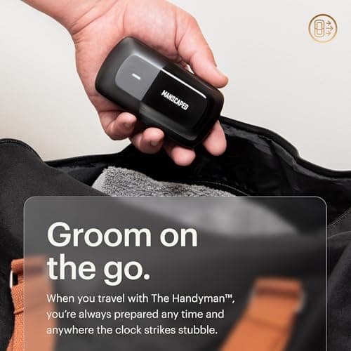 MANSCAPED® The HandymanTM Rasoir Compact pour le Visage – Rasoir Électrique sans Fil pour Homme Format Voyage avec Batterie USB-C Rechargeable, Niveleur pour Poils Longs & Lames à Grille Étanches
