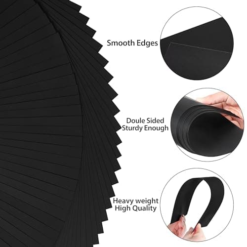 A3 300gsm Noir Papier Cartonné 30 Feuilles - Papier cartonné couverture papier cartonné papier épais papier épais pour la fabrication de cartes bricolage, Invitations, cartes postales PAC01BK030