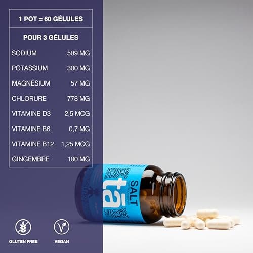 Capsules de Sels Ta - Sels Minéraux pour l'hydratation pendant l'effort. Permet la réduction des CRAMPES. Riche Sodium 170mg, Potassium 100mg.
