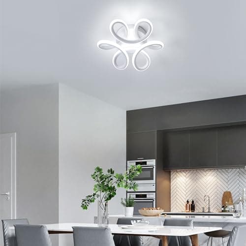 Dorlink Plafonnier LED Fleur, 22W 1980LM Luminaire Plafonnier Petit, Lampe de Plafond LED Moderne, Plafonnier Salon Blanc, 6500K Blanc Froid Plafonnier Chambre, Couloir, Cuisine, Ø24CM
