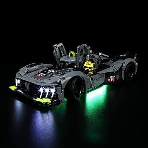 GEAMENT Jeu De Lumières Compatible avec Lego Peugeot 9X8 24H Le Mans Hybrid Hypercar - Kit D'éclairage LED pour Technic 42156 (Modèle de Bloc Non Inclus)