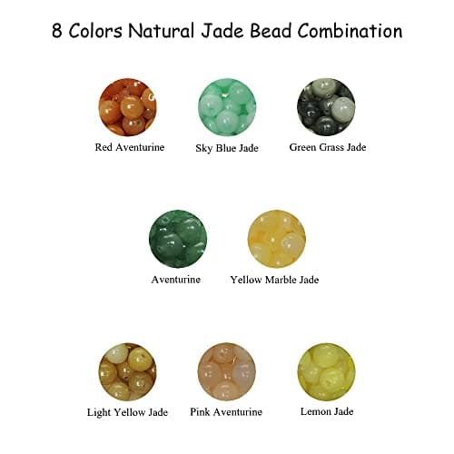 MJDCB 400pcs 6mm Pierre Perles Kit Rondes En Vrac Pierres Semi Précieuses Aventurine et Perles de Jade pour Bracelet Collier Fabrication de Bijoux Multicolore 006