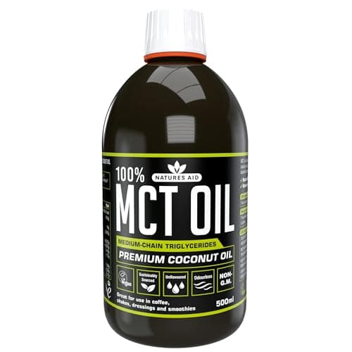Natures Aid Huile 100 % TCM de, huile de noix de coco de qualité supérieure, provenant de sources durables, ajouter aux cafés ou milk-shakes, convient aux végétaliens, 500 ml