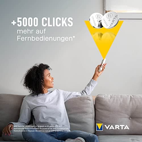 VARTA Piles Bouton CR2032, lot de 5, Power on Demand, Lithium, 3V, emballage sécurisé pour les enfants, pour petits appareils électroniques - clés de voiture, télécommandes, balances