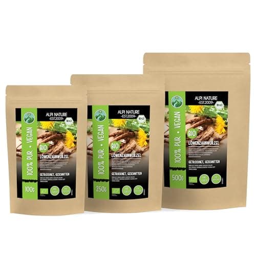 Pissenlit bio racine séchée et coupée (250g), Pissenlit racine de culture biologique contrôlée, Thé de pissenlit bio, Thé de racine de pissenlit 100% naturel, Vegan